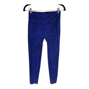 Lululemon Like Nothing 7/8 Tight Antique Paisley Sapphire Blue Black-sz 6